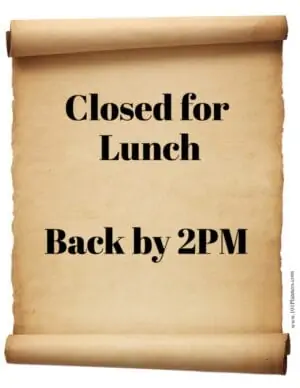 Closed for lunch